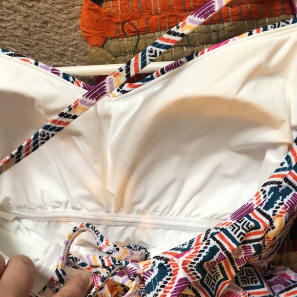 NWOT Anthropologie lace back geometric multicolor one piece swimsuit L - Picture 12 of 13